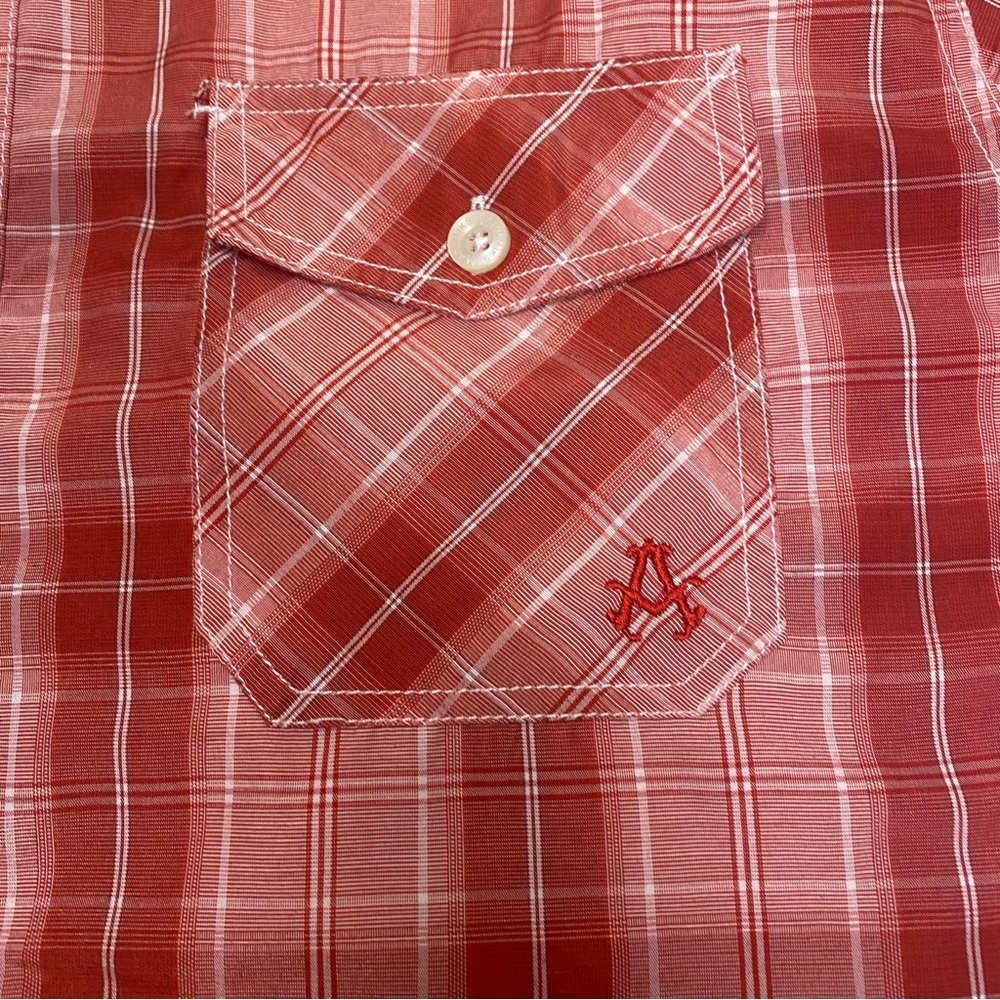 ALABAMA CRIMSON TIDE Red Plaid Short Sleeve Button Down Shirt‎ Epaulettes Size M - Picture 4 of 7